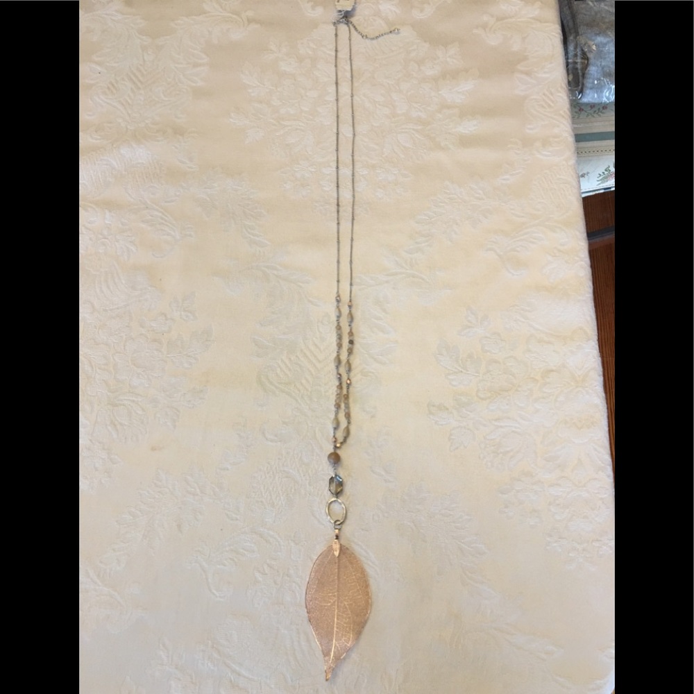 J.Jill Pink Sunset Leaf Pendant necklace NWT